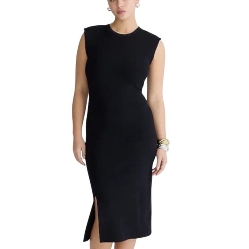 J. Crew Black‎ Sleeveless Midi sweater dress Minimalist Chic Classic Preppy NWT